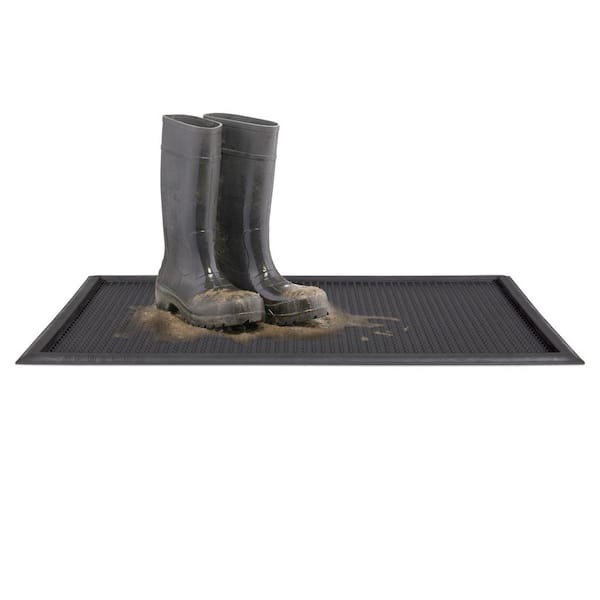 Ottomanson Waterproof Non-Slip Boot Tray and Doormat Bundle Indoor/Outdoor Rubber  Doormat, 18 in. x 28 in., Green PDM105-18X28 - The Home Depot