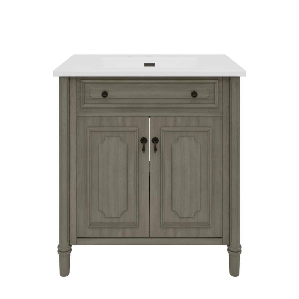 31 in. W Single Sink Freestanding Gray Bath Vanity with White Ceramic Top, Adjustable Shelf, Unassembled price history on PriceWatchPro