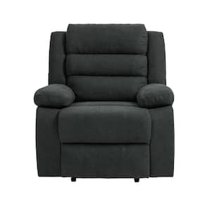 Modern Dark Gray Polyester Upholstered Manual Recliner with Adjustable Backrest and Footrests (Set of 1)
