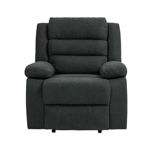Uixe Modern Dark Gray Polyester Upholstered Manual Recliner with Adjustable Backrest and Footrests (Set of 1)
