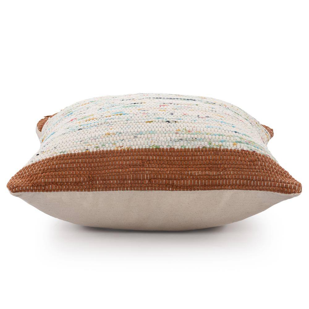 Ray Brown and Multicolor Cotton Square Throw Pillow Set