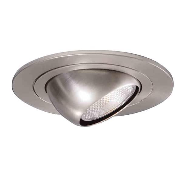 Halo 4 In Satin Nickel Recessed Ceiling Light With Adjustable Eyeball Trim 998sn The Home Depot - 6 In Satin Nickel Recessed Ceiling Light Trim With Adjustable Eyeball