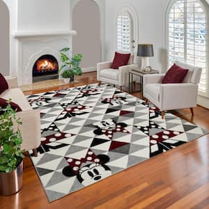 Minnie Mouse Bravo Ivory/Red 5 ft. x 7 ft. Pyramids Geometric Indoor Area Rug