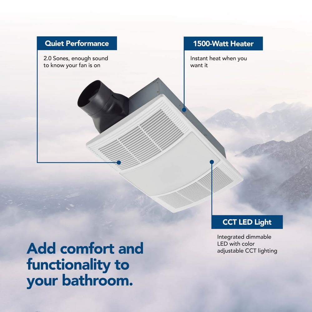 Broan-NuTone White Steel Ceiling Mount Bathroom Fan with Heater and LED Light