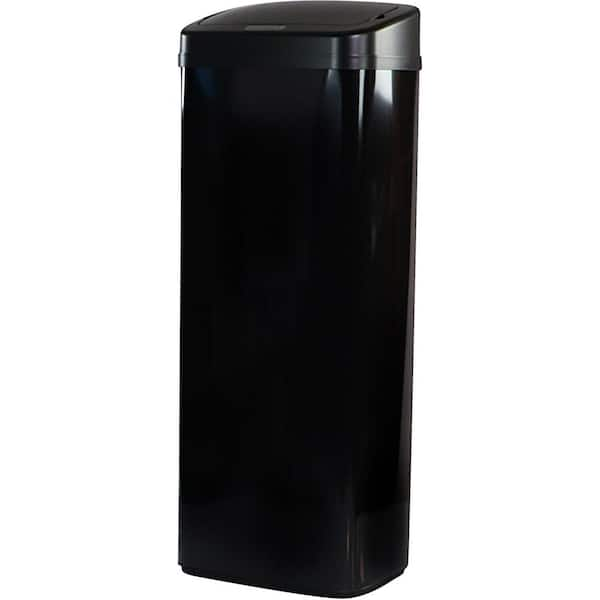 eModernDecor 13-Gallons Black Stainless Steel Touchless Kitchen Trash Can  with Lid Outdoor