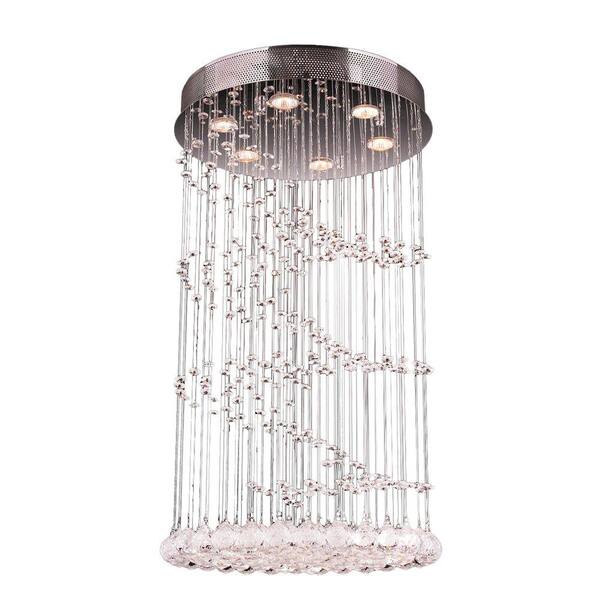 Worldwide Lighting Helix 7-Light Chrome Flush Mount with Clear Crystal