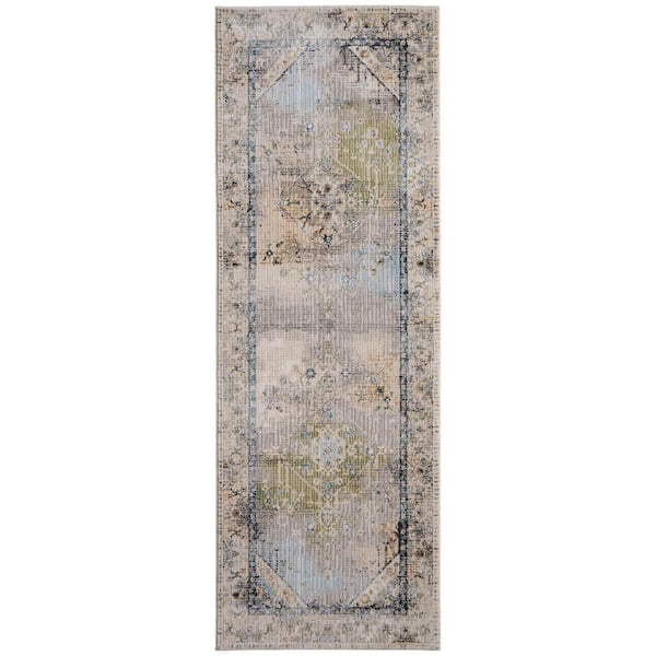 Blue 2 x 8 ft. Loomed Abstract Runner Indoor Area Rug