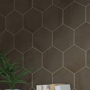 Arcadian Hexagon 9 in. x 10 in. Glazed Sable Matte Porcelain Stone Look Tile (12.06 sq. ft./Case)