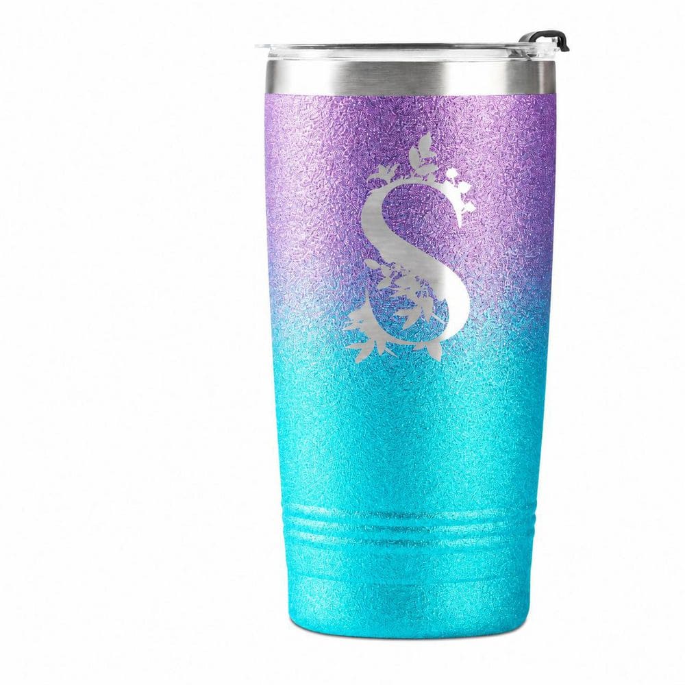 Monogrammed Personalized Travel Tumbler with Lid and Straw for Women, 18/8 Stainless Steel, Purple, Small price history on PriceWatchPro