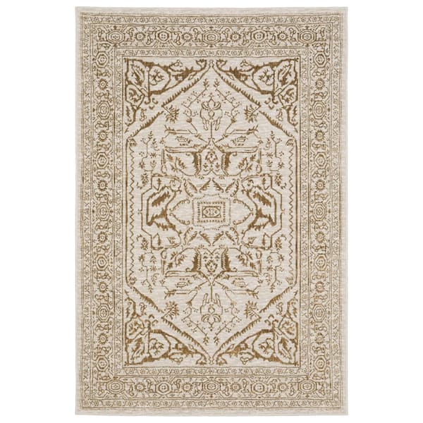 10 X 13 Ivory, Tan, Gray Tribal Washable Area Rug Runner Rug