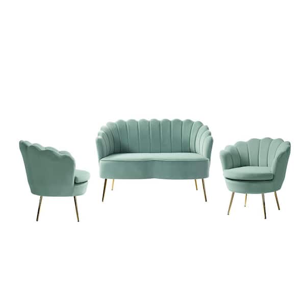 JAYDEN CREATION Yeran 52 in. 3 Piece Sage Living Room Set
