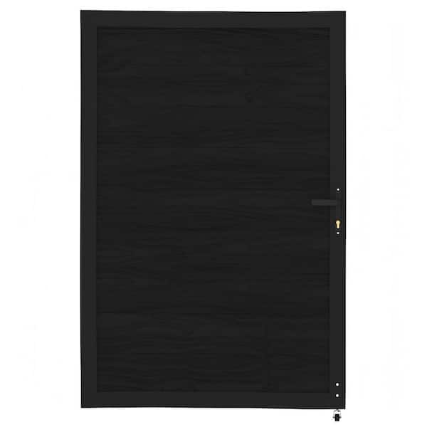New Version Privacy 4 ft. W x 6 ft. H Aluminum Frame Fence Gate Black Composite Panel with Security Lock System