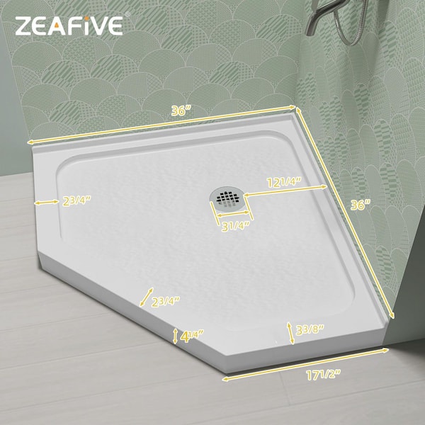 Zeafive Zeno 36 in. L x 36 in. W Neo Angle Corner Shower Pan Base