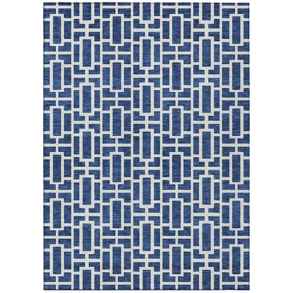 Chantille Machine Washable Indoor/Outdoor Abstract ACN916 Navy 5 ft. x 7 ft. 6 in. Area Rug