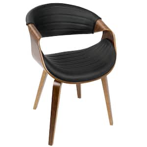 Symphony Mid-Century Walnut and Black Modern Dining/Accent Chair with Faux Leather
