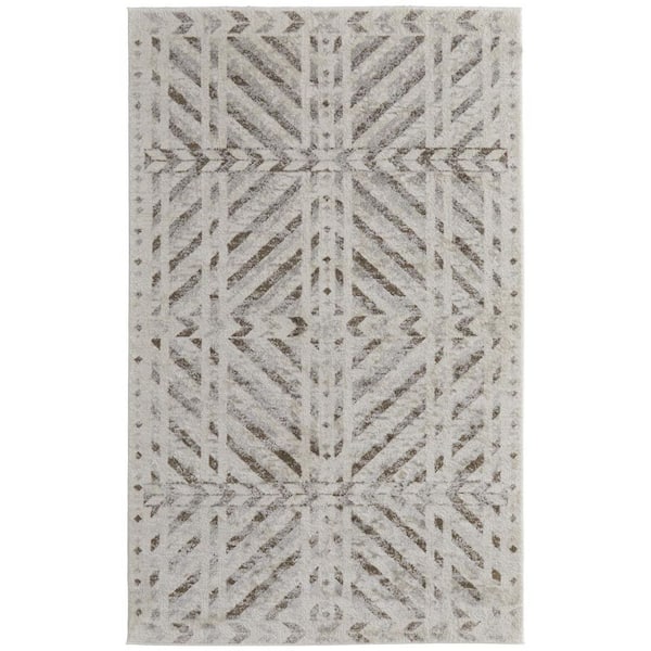 8 ft. x 10 ft. Ivory, Brown Abstract Area Rug