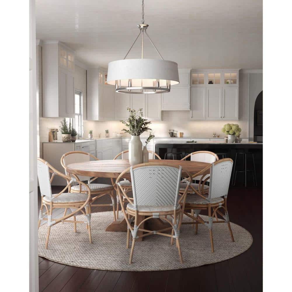 Cherish 6-Light Brushed Nickel Chandelier with White Linen Shade