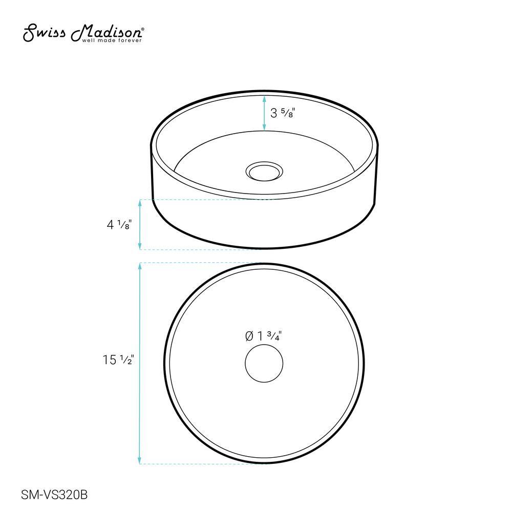 Caché 15.75" Round Black Textured Glass Vessel Sink