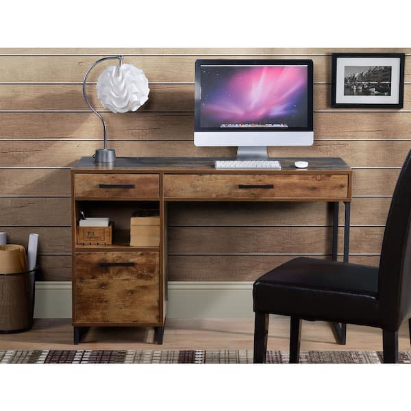 rustic wood and metal desk