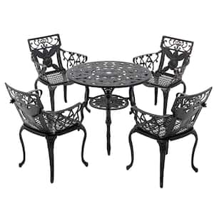 5-Piece Aluminum Bronze Patio Furniture Outdoor Dining Chairs Set