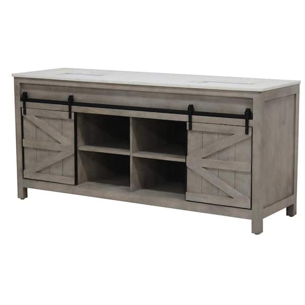 72 in. W x 21 in. D Bath Vanity in White Pigment with Marble Vanity Top in White with White Basin