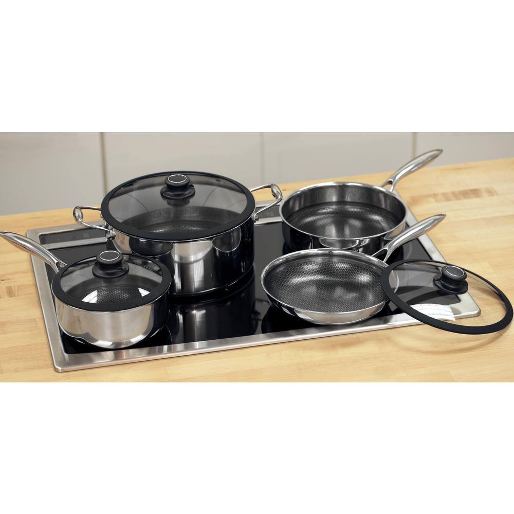 7 Piece Stainless Steel Nonstick Cookware Set with Glass Lids