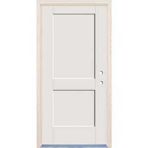 32 in. x 80 in. 2 Panel Left-Hand Unfinished Fiberglass Prehung Front Door with 6-9/16 in. Frame and Nickel Hinges