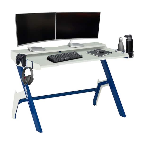 Gaming Desk Computer Desk 47 Inch Home Office Desk Extra Large Modern  Ergonomic Black PC Carbon Fiber Table Gamer Workstation with Cup Holder