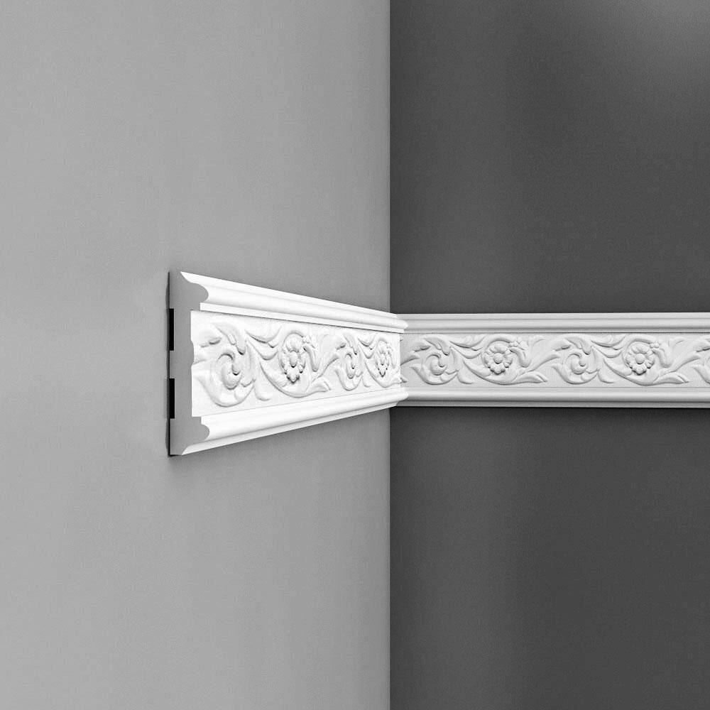 Primed White Polyurethane Floral Crown Moulding Set
