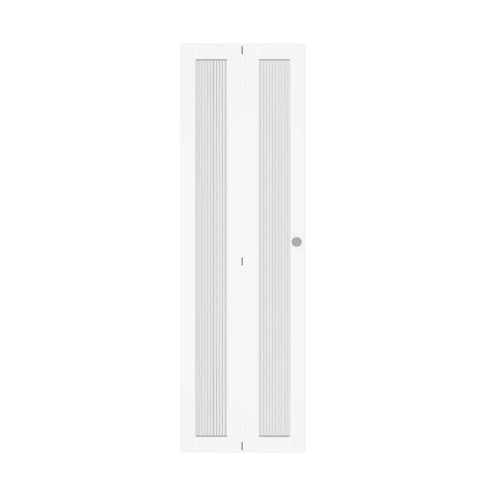 30 in. x 80 in. Full Lite Reed Glass, White PVC Covering, Solid Core, MDF, Bi-Fold Door with Hardware Kits price history on PriceWatchPro