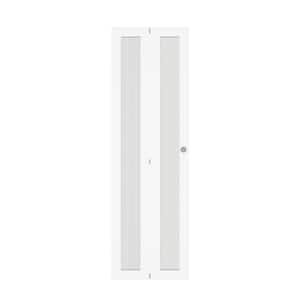 24 in. x 80 in. 1-Panel, Reed Glass, White, Solid Core, MDF, PVC Covering Bi-Fold Door with Hardware Kits