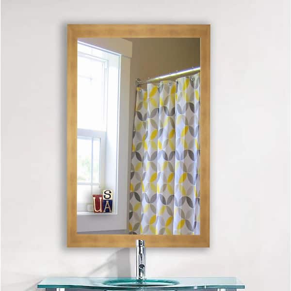 Unbranded 16 in. W x 20 in. H Framed Rectangular Bathroom Vanity Mirror in Gold