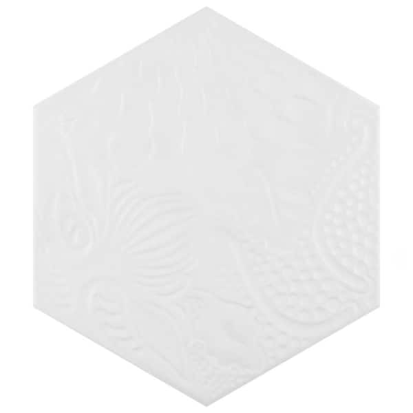 Gaudi Hex White 9 in. x 10 in. Porcelain Floor and Wall Tile (6.89 sq. ft./Case)