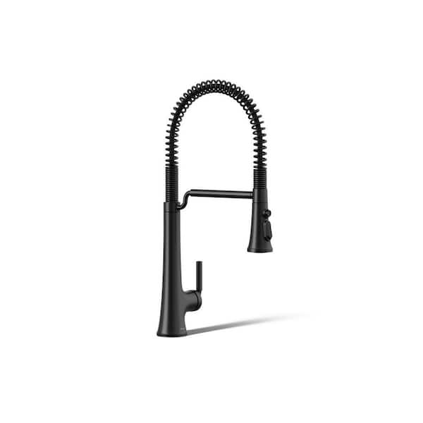 KOHLER Tone Single Handle Pull Down Sprayer Kitchen Faucet in Matte Black