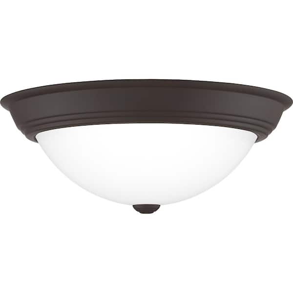 Erwin 15 in. 3-Light Old Bronze Flush Mount