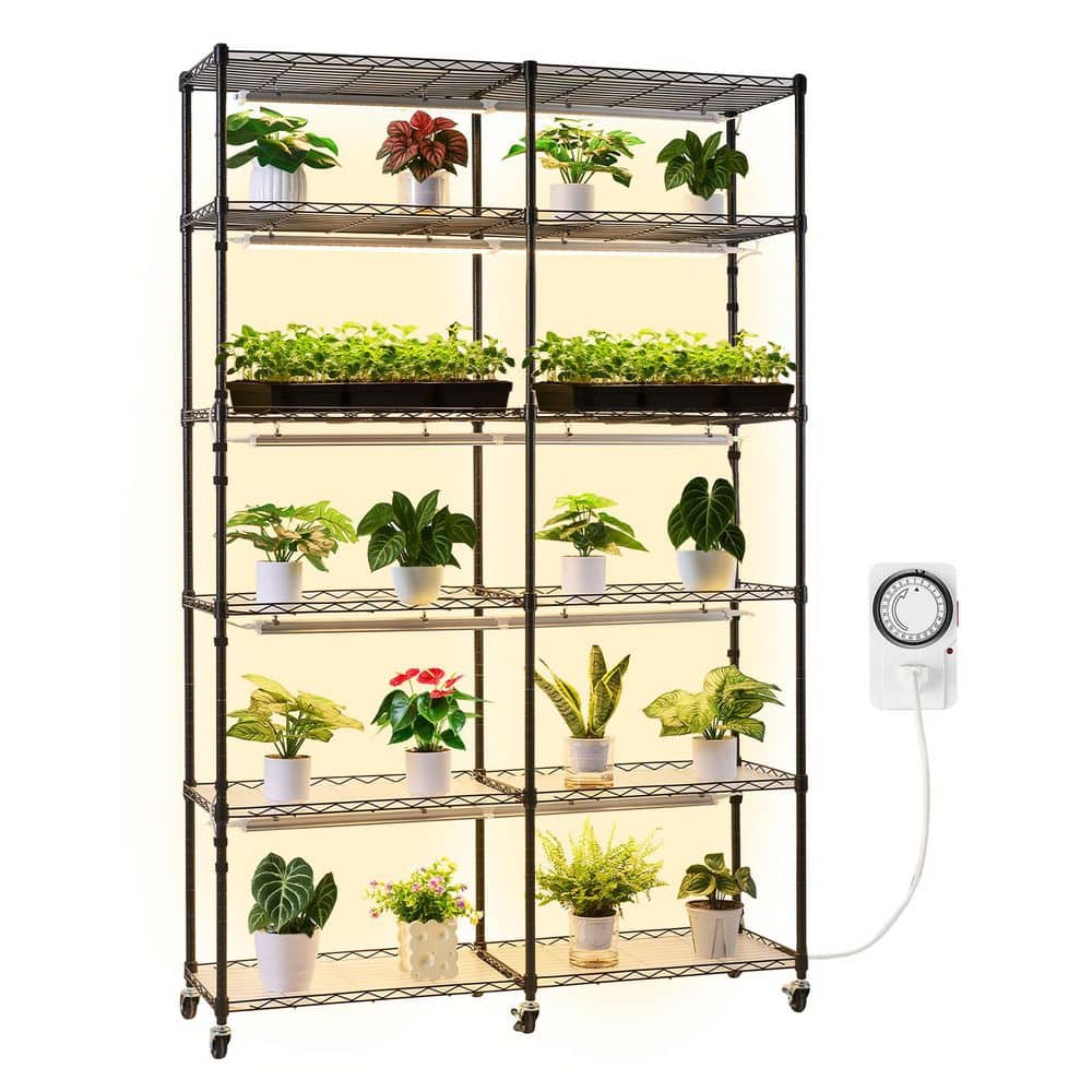 Plant Shelf with Grow Light, 6-Tier Double-Row Plant Stand, 71in. Tall Indoor Plants Display Rack, Spectrum Grow Lights price history on PriceWatchPro