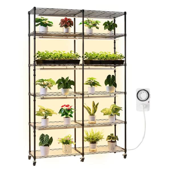 Plant Shelf with Grow Light, 6-Tier Double-Row Plant Stand, 71in. Tall Indoor Plants Display Rack, Spectrum Grow Lights