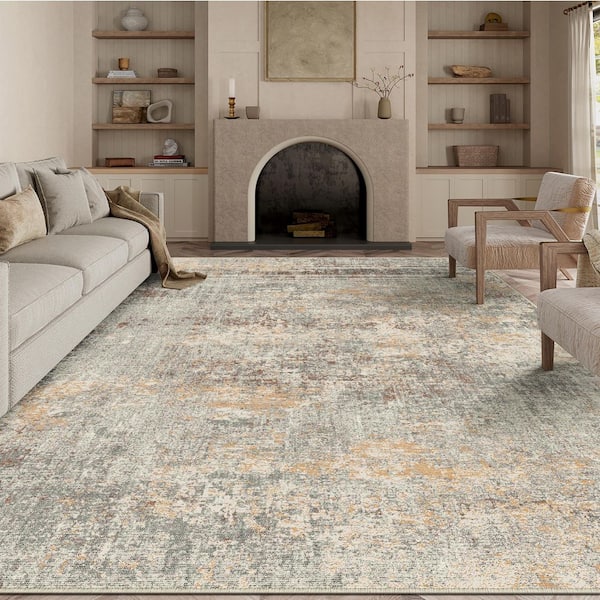 Mist Gray/Brown 8 ft. x 10 ft. Modern Abstract Area Rug