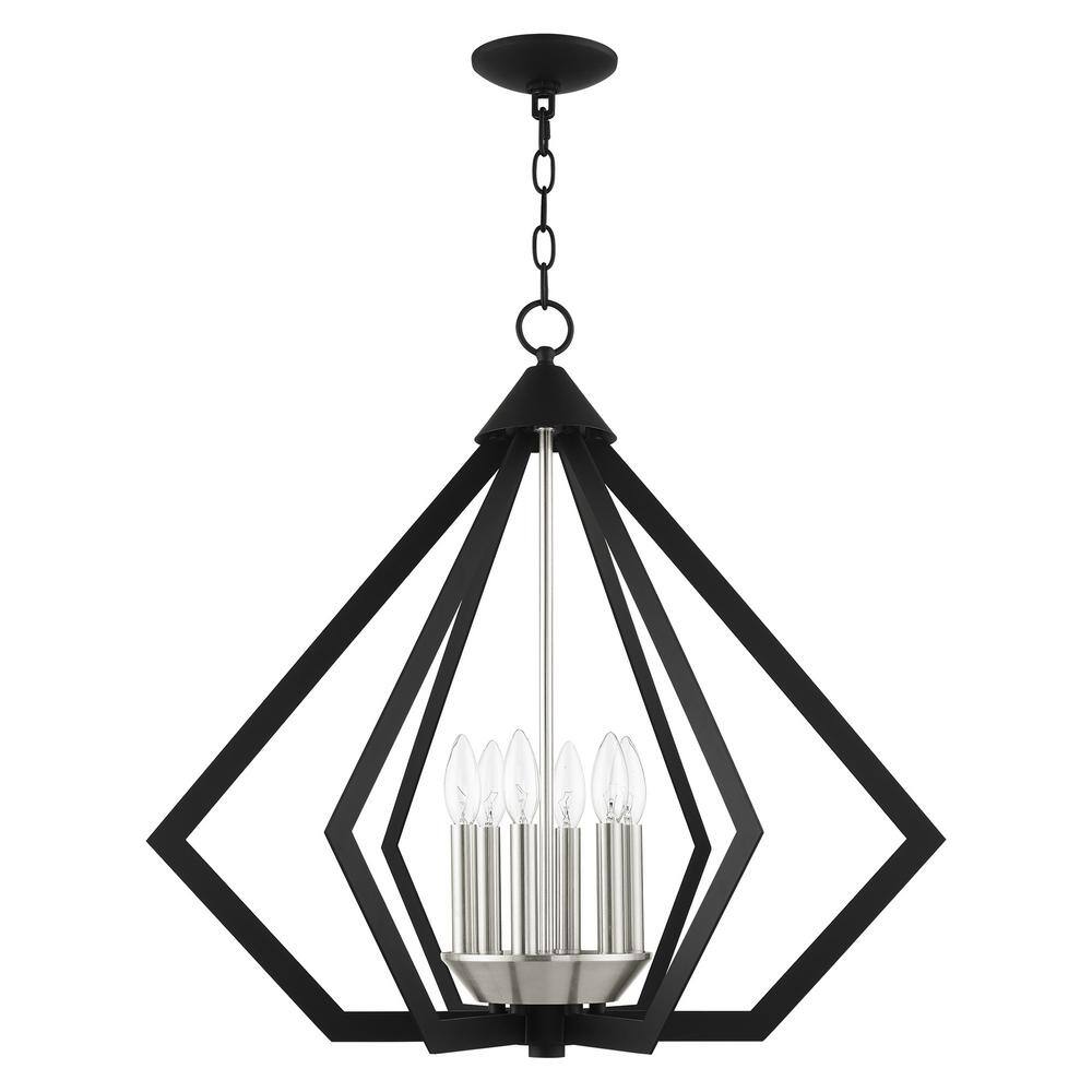 Prism 6-Light Black and Nickel Steel Chandelier