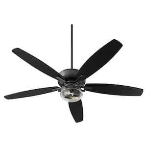 BREEZE 60 in. 2-Light 9-Watt Medium Base 5-Blade Fan Wet Listed in Textured Black Ceiling Fan