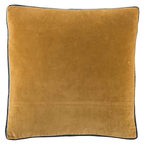 Laina Solid Gold/ Navy Down Throw Pillow 18 inch