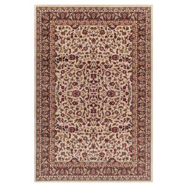 Concord Global Trading Jewel Collection Kashan Ivory Rectangle Indoor 9 ft. 3 in. x 12 ft. 6 in. Area Rug
