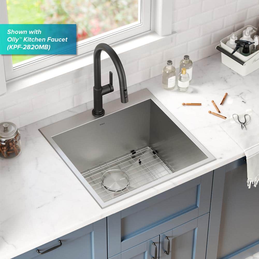 Kraus 22" Stainless Steel Single Bowl Drop-In/Undermount Sink