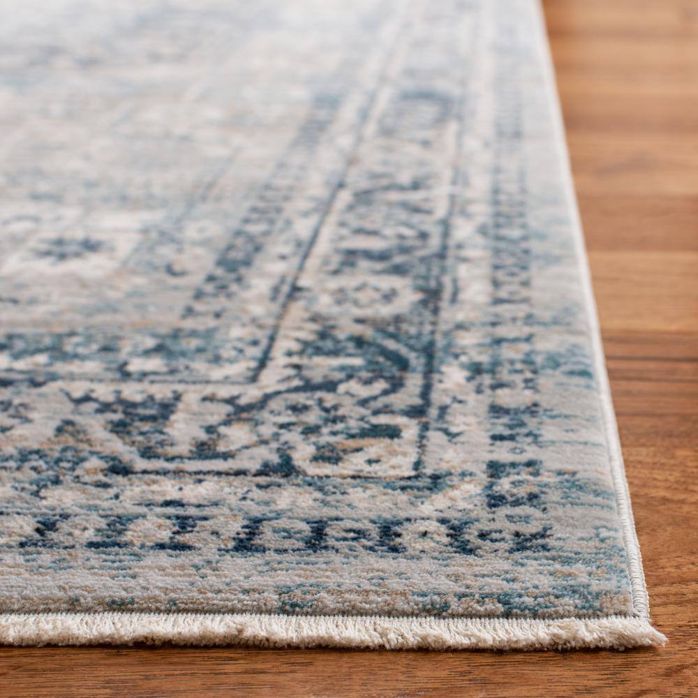 Elegant Victoria Blue & Grey 8' x 10' Synthetic Area Rug