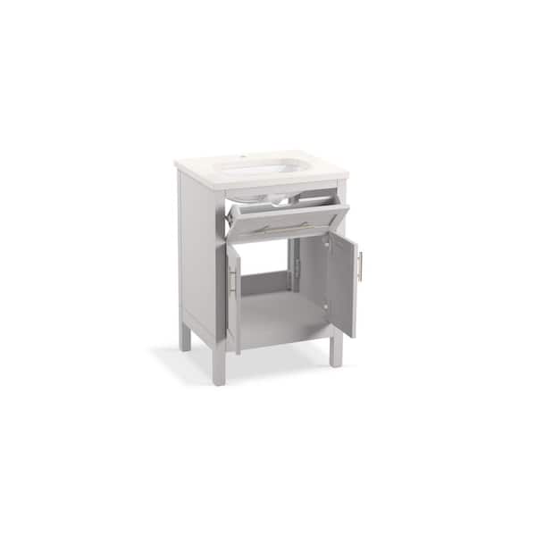 KOHLER Hadron 24.75in. Single Sink Freestanding Atmos Grey Bath Vanity with White Quartz Top Assembled