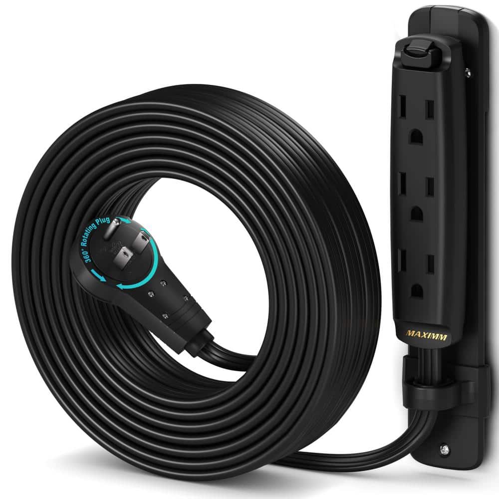 25 ft. 16/3 Light Duty Indoor Extension Cord 360° Rotating Flat Plug 1-Sided with Loop and Bracket, Black price history on PriceWatchPro