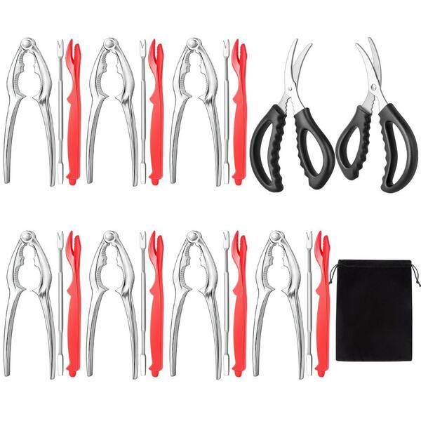 24-Piece Zinc Alloy Stainless Steel Seafood Tools Kit Crab Crackers Lobster Sheller Crab Leg Fork Scissors Set