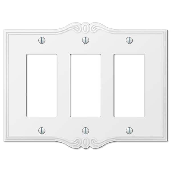 AMERELLE Charleston 3 Gang Rocker Composite Wall Plate - White