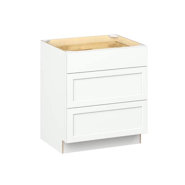 Emerson Pure White Base 3 drawer Ready to Assemble Kitchen Cabinet (30 in. W x 34.5 in. H x 24 in. D)