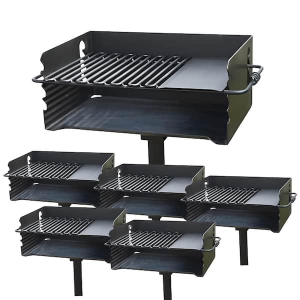 CBP-135 Park Style Outdoor BBQ Charcoal Grill with Swivel, 3-Pack